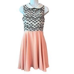 Smak Parlour Retro Rockabilly Pinup Girl Lipstick Novelty Pink Swing Dress Sz XS